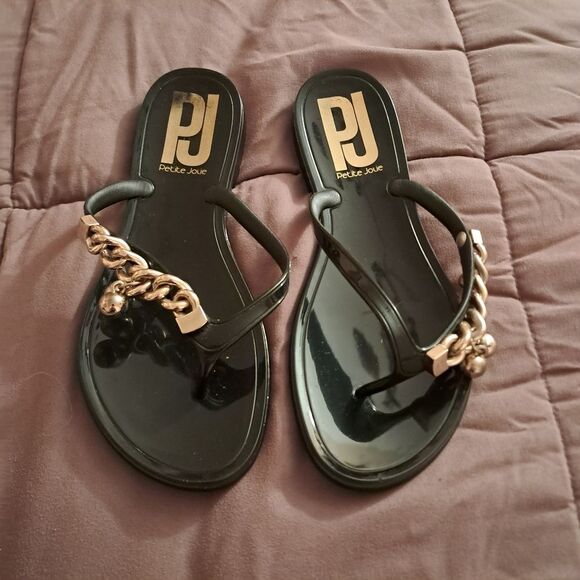 Petite Jolie Sandals Women's 7 Black Jelly Chain Link Decoration Summer Classic - Picture 1 of 5